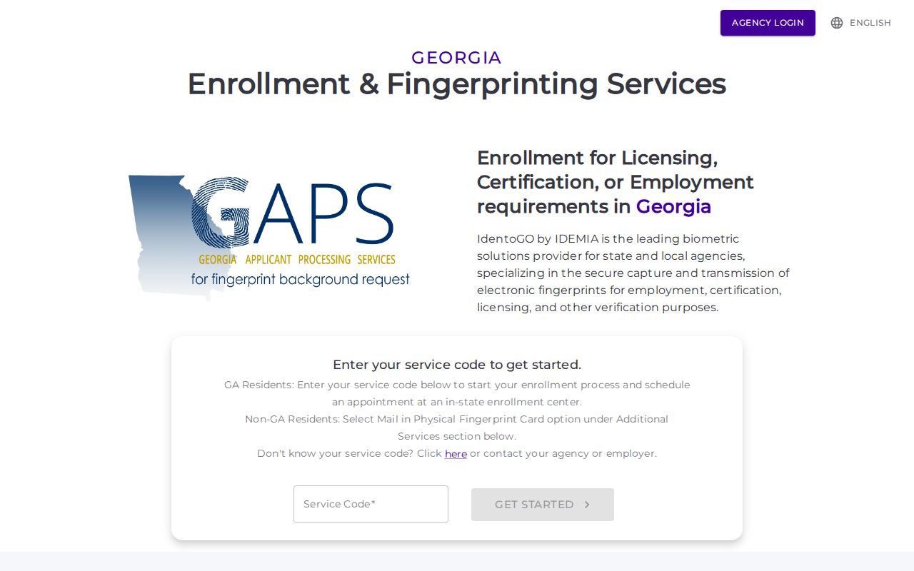 Stewart County criminal history GAPS fingerprint registration